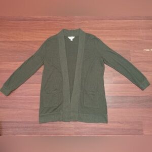 Market & Spruce Women's Green Open Front Cardigan Large